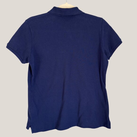 Women's Vintage Polo Ralph Lauren Sport Navy Blue Equestrian Bridle Print Polo - Picture 3 of 6